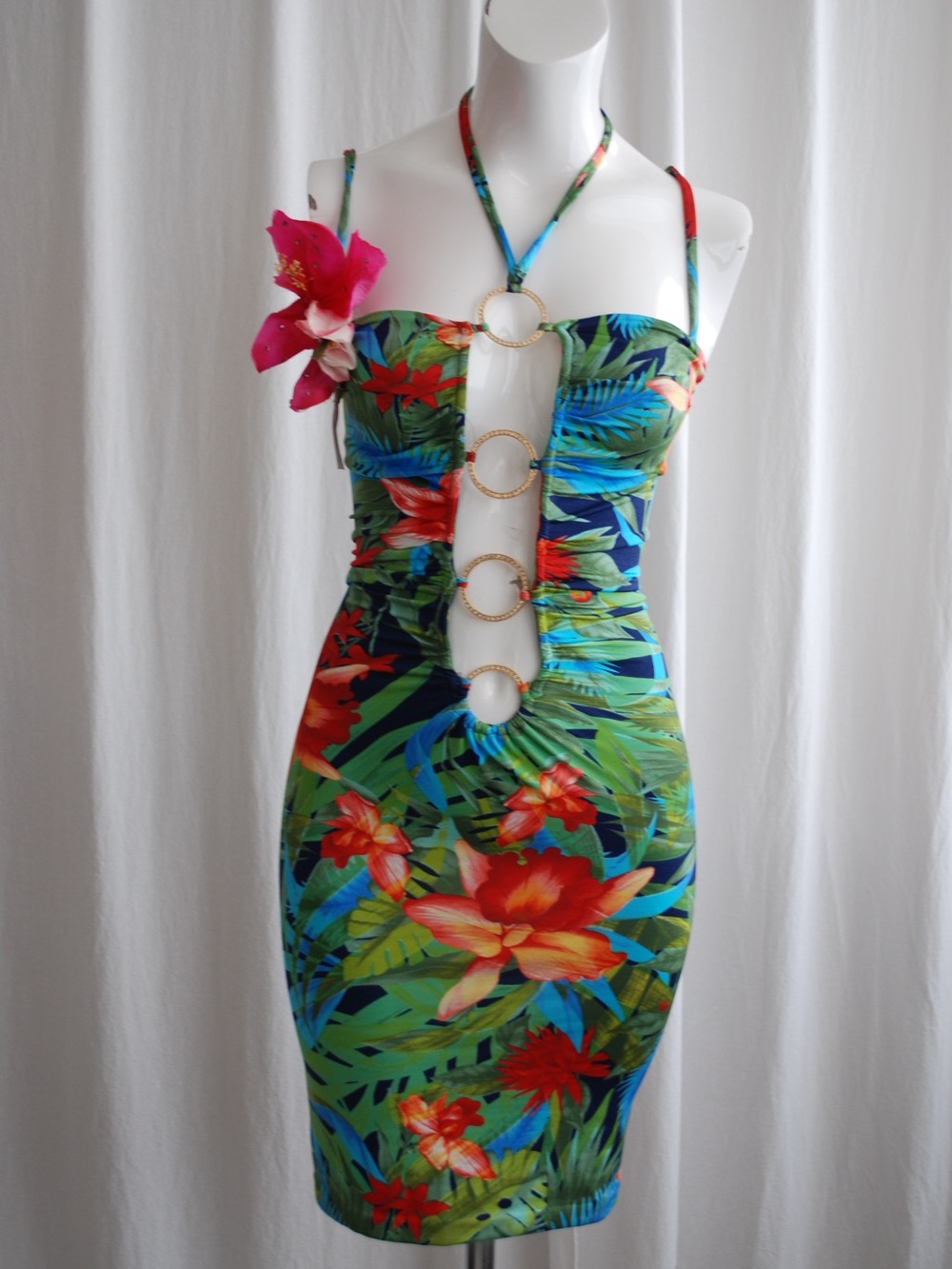 Vintage Dolce & Gabbana Spring/Summer 2005 Tropical Print Mini Dress